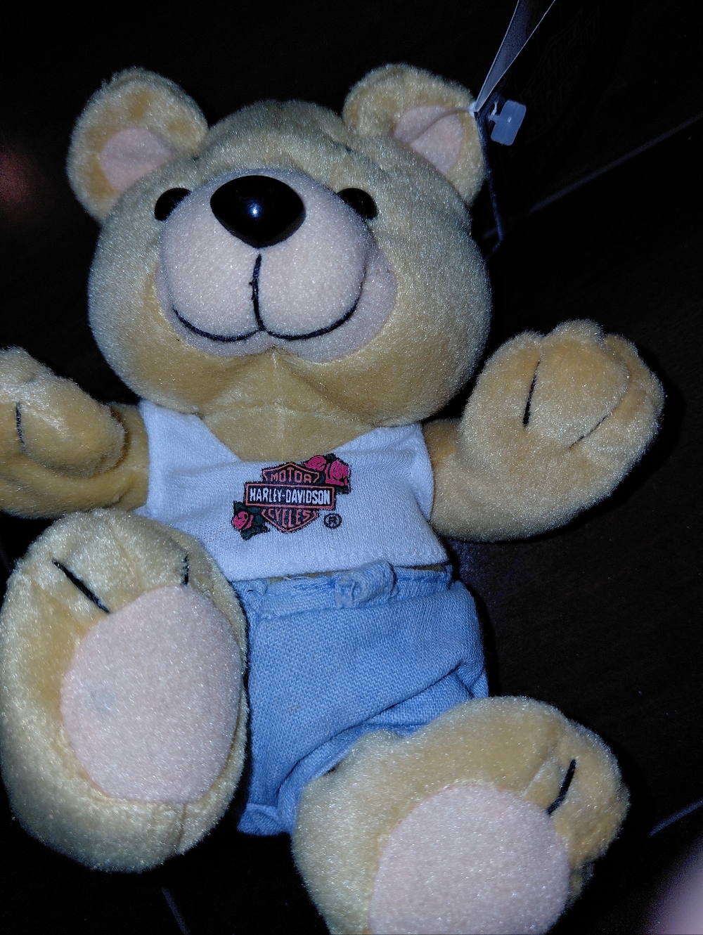 Harley-Davidson Tan Plush Bear with Blue Outfit and Logo